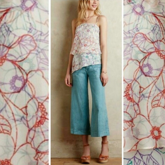 Anthropologie MAEVE Daisy Garden Tank Silk Size S - Picture 2 of 9
